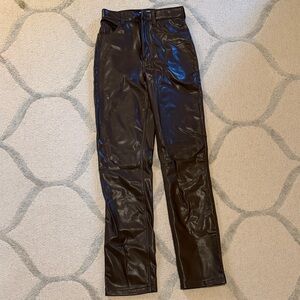 Abercrombie & Fitch Dark Brown Faux Leather Pants